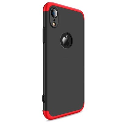 Microsonic Apple iPhone XR (6.1'') Kılıf Double Dip 360 Protective Siyah Kırmızı