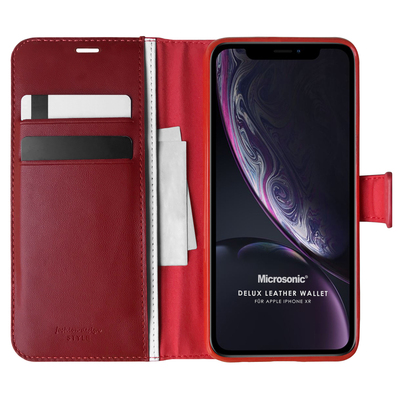 Microsonic Apple iPhone XR Kılıf Delux Leather Wallet Kırmızı