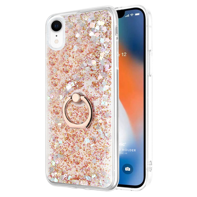 Microsonic Apple iPhone XR Kılıf Glitter Liquid Holder Gold