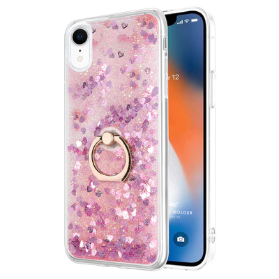 Microsonic Apple iPhone XR Kılıf Glitter Liquid Holder Pembe