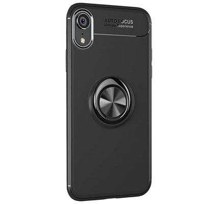 Microsonic Apple iPhone XR Kılıf Kickstand Ring Holder Siyah