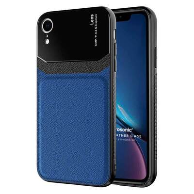 Microsonic Apple iPhone XR Kılıf Uniq Leather Lacivert