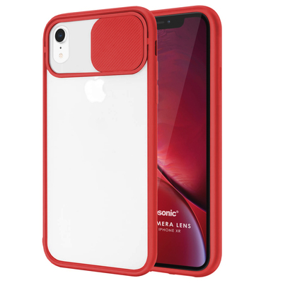 Microsonic Apple iPhone XR Kılıf Slide Camera Lens Protection Kırmızı