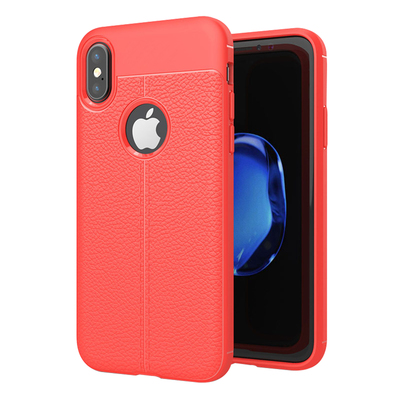 Microsonic Apple iPhone XS Kılıf Deri Dokulu Silikon Kırmızı