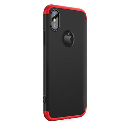 Microsonic Apple iPhone XS Kılıf Double Dip 360 Protective AYS Siyah - Kırmızı
