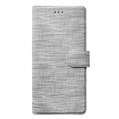 Microsonic Apple iPhone XS Kılıf Fabric Book Wallet Gri