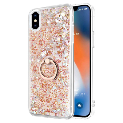 Microsonic Apple iPhone XS Kılıf Glitter Liquid Holder Gold