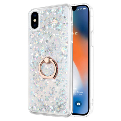 Microsonic Apple iPhone XS Kılıf Glitter Liquid Holder Gümüş