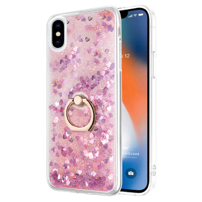 Microsonic Apple iPhone XS Kılıf Glitter Liquid Holder Pembe