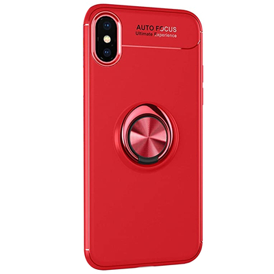 Microsonic Apple iPhone XS Kılıf Kickstand Ring Holder Kırmızı