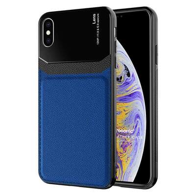 Microsonic Apple iPhone XS Kılıf Uniq Leather Lacivert