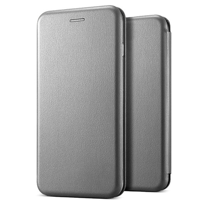 Microsonic Apple iPhone XS Kılıf Slim Leather Design Flip Cover Gümüş