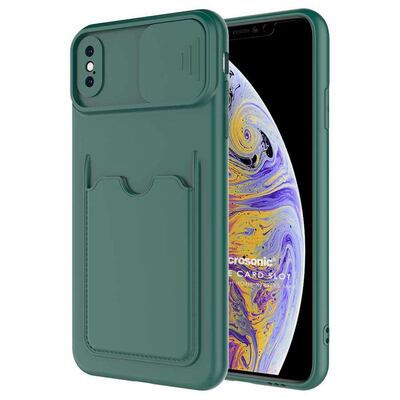 Microsonic Apple iPhone XS Max Kılıf Inside Card Slot Koyu Yeşil