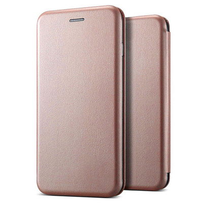 Microsonic Apple iPhone XS Max Kılıf Slim Leather Design Flip Cover Rose Gold