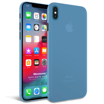 Microsonic Apple iPhone XS Max Kılıf Peipe Matte Silicone Mavi