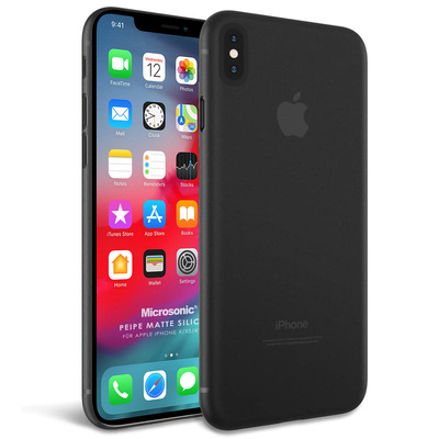 Microsonic Apple iPhone XS Max Kılıf Peipe Matte Silicone Siyah