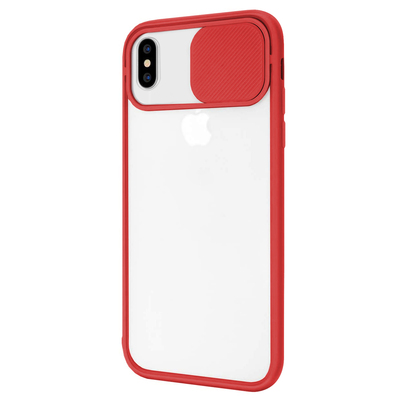 Microsonic Apple iPhone XS Max Kılıf Slide Camera Lens Protection Kırmızı