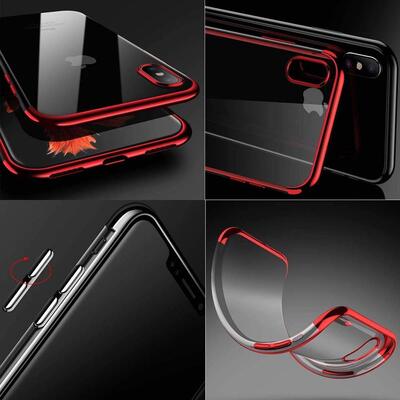 Microsonic Apple iPhone XS Kılıf Skyfall Transparent Clear Kırmızı