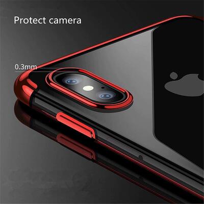 Microsonic Apple iPhone XS Kılıf Skyfall Transparent Clear Kırmızı