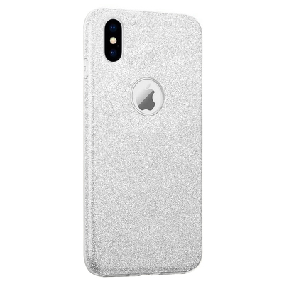 Microsonic Apple iPhone XS Kılıf Sparkle Shiny Gümüş