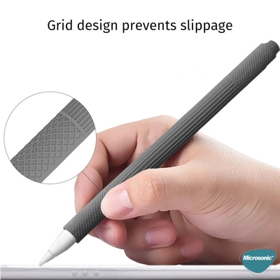Microsonic Apple Pencil (2. nesil) Kılıf Figürlü Silikon Gri