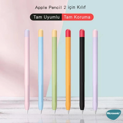Microsonic Apple Pencil (2. nesil) Kılıf Mat Silikon Kırmızı Turuncu