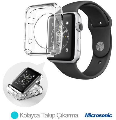 Microsonic Apple Watch 3 38mm Kılıf Transparent Soft Beyaz
