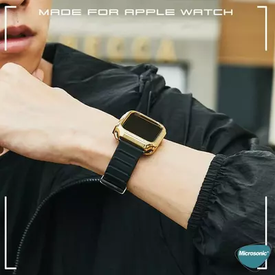 Microsonic Apple Watch 3 42mm Kordon Fullbody Quadra Resist Siyah Gold