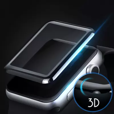 Microsonic Apple Watch 42mm 3D Kavisli Temperli Cam Full Ekran koruyucu Kırılmaz Film Siyah