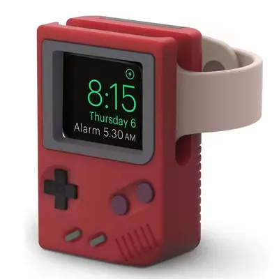Microsonic Apple Watch 8 45mm Masaüstü Şarj Standı Gameboy Kırmızı