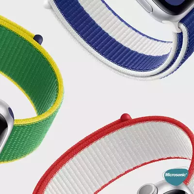 Microsonic Apple Watch SE 2022 40mm Hasırlı Kordon Woven Amerikan International Collection Spor Loop