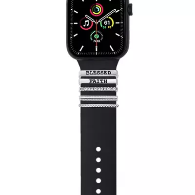 Microsonic Apple Watch SE 2022 40mm Kordon Aksesuarı Blessed Faith Charm Gümüş