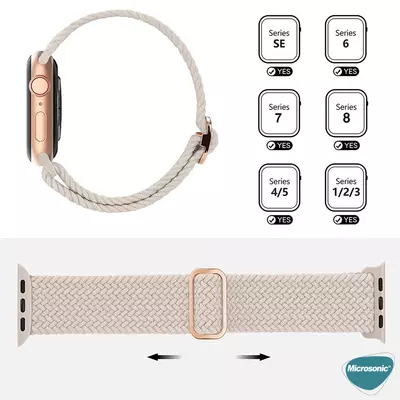 Microsonic Apple Watch SE 2022 40mm Kordon Braided Loop Band Bej