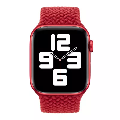 Microsonic Apple Watch SE 2022 40mm Kordon, (Small Size, 127mm) Braided Solo Loop Band Kırmızı
