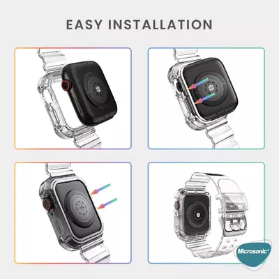 Microsonic Apple Watch SE 2022 40mm Kordon Transparent Clear Band Şeffaf