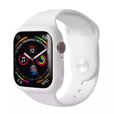 Microsonic Apple Watch SE 2022 44mm Kordon 360 Coverage Silicone Beyaz