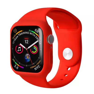 Microsonic Apple Watch SE 2022 44mm Kordon 360 Coverage Silicone Kırmızı
