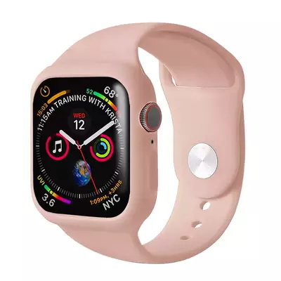 Microsonic Apple Watch SE 2022 44mm Kordon 360 Coverage Silicone Rose Gold