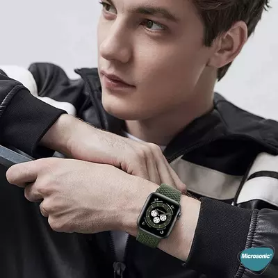 Microsonic Apple Watch SE 2022 44mm Kordon Braided Loop Band Renkli