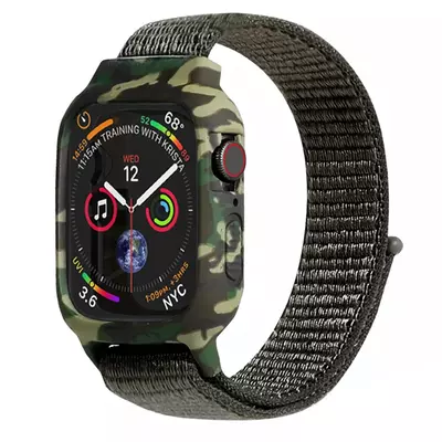 Microsonic Apple Watch SE 2022 44mm Kordon Camouflage Armor Pro Koyu Yeşil