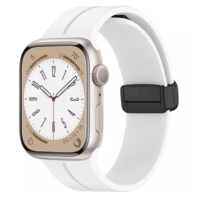 Microsonic Apple Watch SE 2022 44mm Kordon Ribbon Line Beyaz