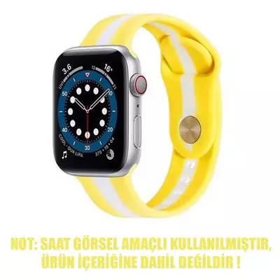 Microsonic Apple Watch SE 2022 44mm Kordon Town Stripe Sarı
