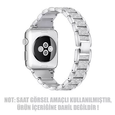 Microsonic Apple Watch SE 2022 44mm Metal Dressy Jewelry Kordon Gümüş