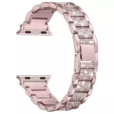 Microsonic Apple Watch SE 2022 44mm Metal Dressy Jewelry Kordon Rose Gold