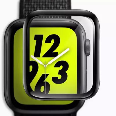 Microsonic Apple Watch SE 2022 44mm Tam Kaplayan Temperli Cam Full Ekran koruyucu Siyah