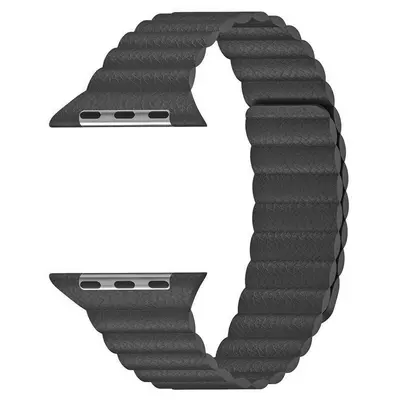 Microsonic Apple Watch SE 2022 44mm Twist Leather Loop Kordon Gri