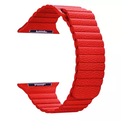 Microsonic Apple Watch SE 2022 44mm Twist Leather Loop Kordon Kırmızı