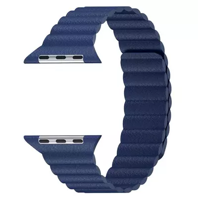 Microsonic Apple Watch SE 2022 44mm Twist Leather Loop Kordon Lacivert