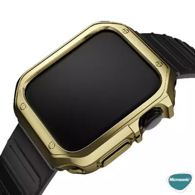 Microsonic Apple Watch SE 40mm Kordon Fullbody Quadra Resist Siyah Gold
