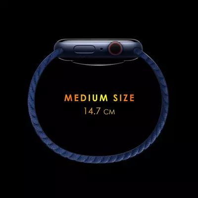 Microsonic Apple Watch SE 40mm Kordon, (Medium Size, 147mm) Braided Solo Loop Band Açık Yeşil